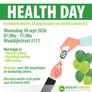 Health Day: In verband met het 28 jaar bestaan van Health Control N.V.